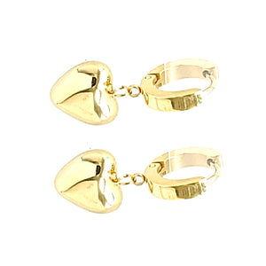 DANGLING HEART HUGGIE HOOP EARRINGS ( 149 G )