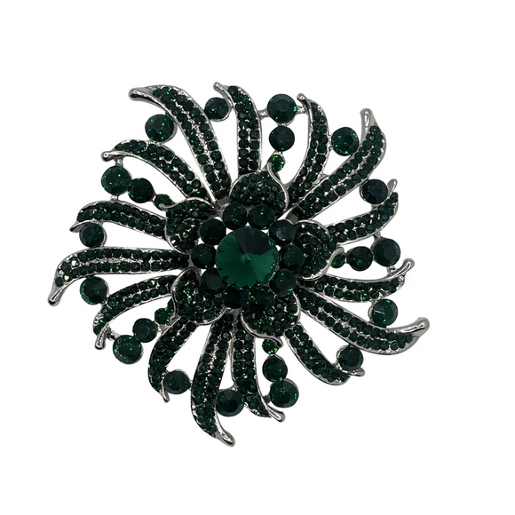SILVER BROOCH Emerald STONES ( 06199 EM )
