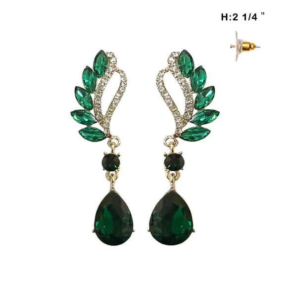 GOLD EMERALD GREEN EARRINGS ( 199 GGR )