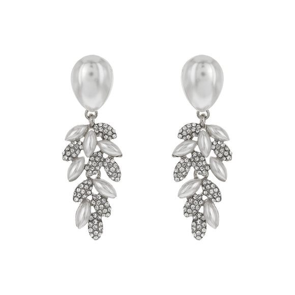 SILVER WHITE PEARL EARRINGS ( 325 RWH )