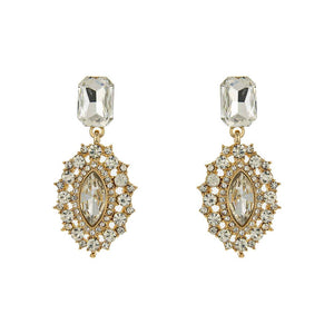 GOLD CLEAR STONE EARRINGS ( 336 GCL )