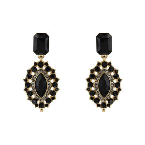 GOLD BLACK STONE EARRINGS ( 336 GJT )