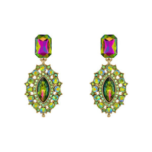 GOLD VITRAIL OIL SPILL COLOR STONE EARRINGS ( 336 GRB )