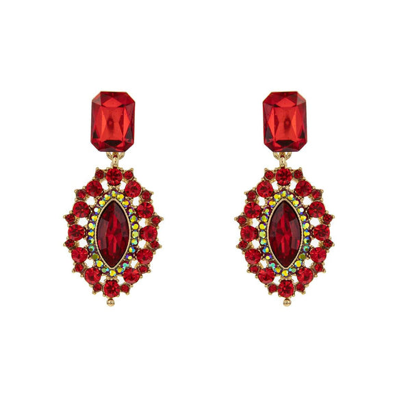 GOLD RED STONE EARRINGS ( 336 GRD )
