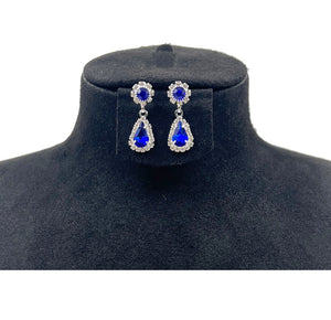 SILVER CLIP ON EARRINGS SAPPHIRE STONES ( 0564C 1S )