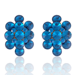 GOLD CLIP ON EARRINGS Blue STONES ( ER 1292 BZ )