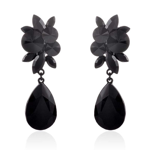 GOLD BLACK CLIP ON EARRINGS ( 1373 JET )