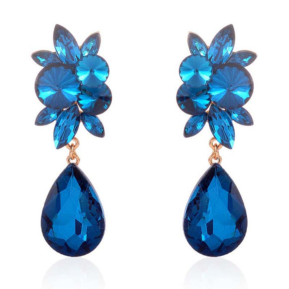 BLUE ZIRCON CLIP ON EARRINGS ( 1373 BZ )