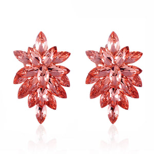 2.25" PEACH Stone Pointy Clip On Earrings ROSE Gold Accents ( 1617 PCH )