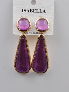 GOLD PURPLE DROP EARRINGS ( 233001 PU )