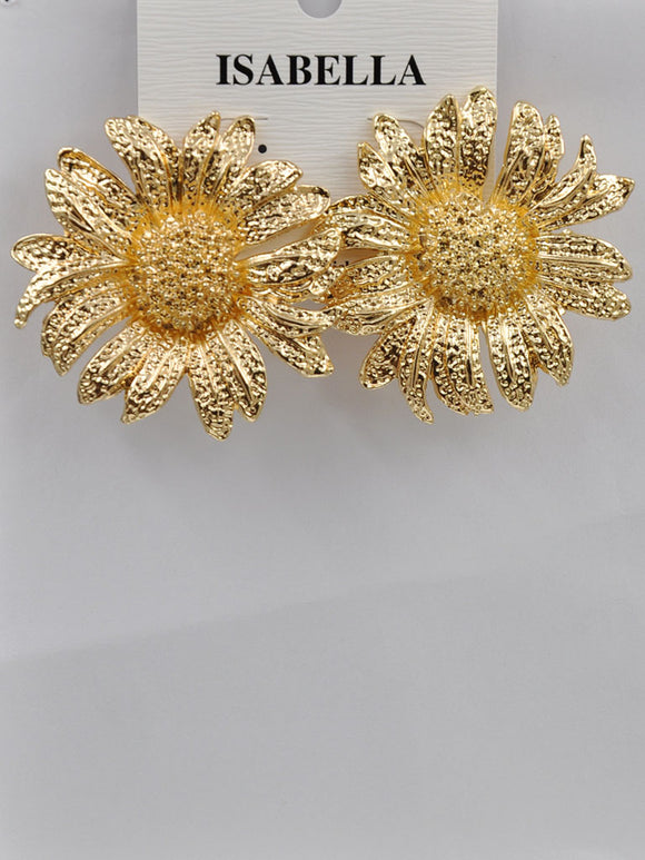 GOLD SUFLOWER METAL EARRINGS ( 233480 G )