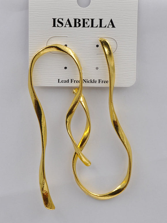 GOLD METAL ABSTRACT EARRINGS ( 233485 G )