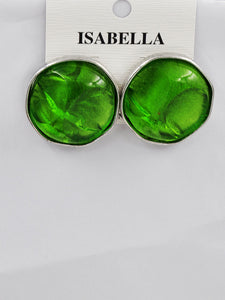 ROUND GREEN STONE EARRINGS ( 234501 GR )