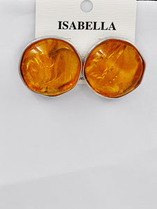 ROUND ORANGE STONE EARRINGS ( 234501 OR )