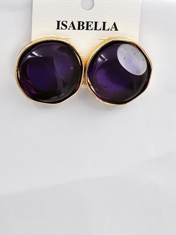 ROUND PURPLE STONE EARRINGS ( 234501 PU )