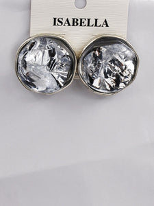 ROUND GREY STONE EARRINGS ( 234501 GY )