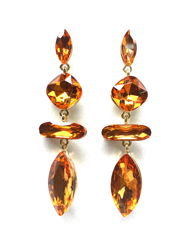 GOLD ORANGE EARRINGS ( 2368 ORG )