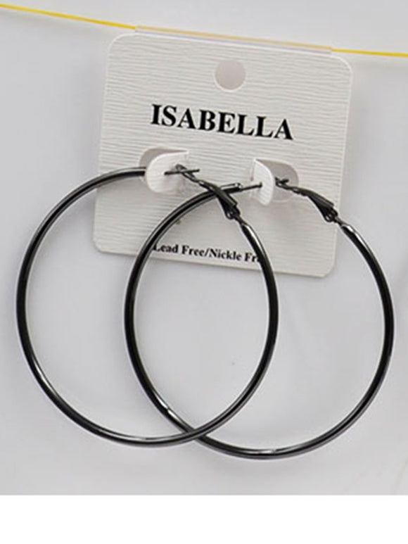 HEMATITE HOOP EARRINGS MEDIUM ( 2401 HTM )