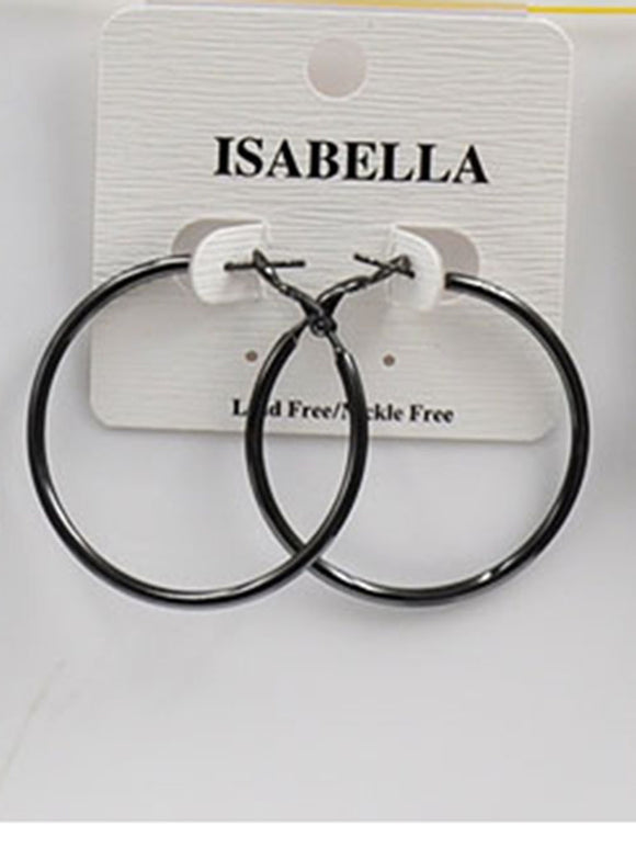 HEMATITE HOOP EARRINGS SMALL ( 2401 HTS )