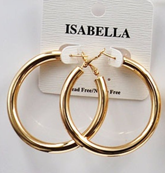 GOLD DIPPED HOOP EARRINGS MEDIUM ( 2404 GM )