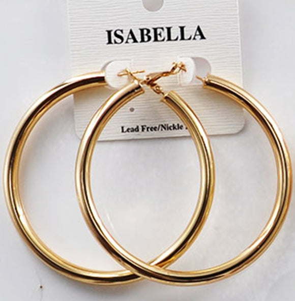 GOLD DIPPED HOOP EARRINGS ( 2404 GXL )