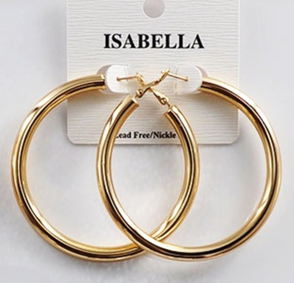 GOLD DIPPED HOOP EARRINGS LARGE ( 2404 GL )