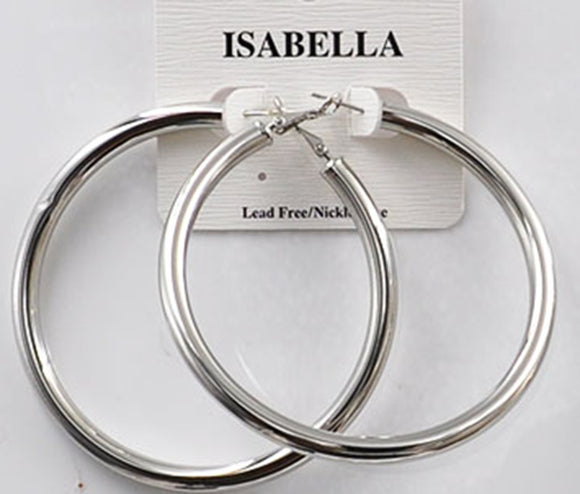 WHITE GOLD DIPPED HOOP EARRINGS EXTRA LARGE ( 2404 SXL )