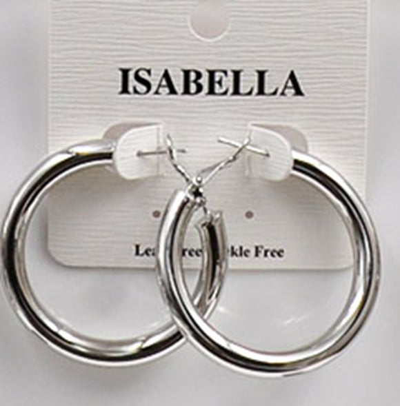 WHITE GOLD DIPPED HOOP EARRINGS SMALL ( 2404 SS )