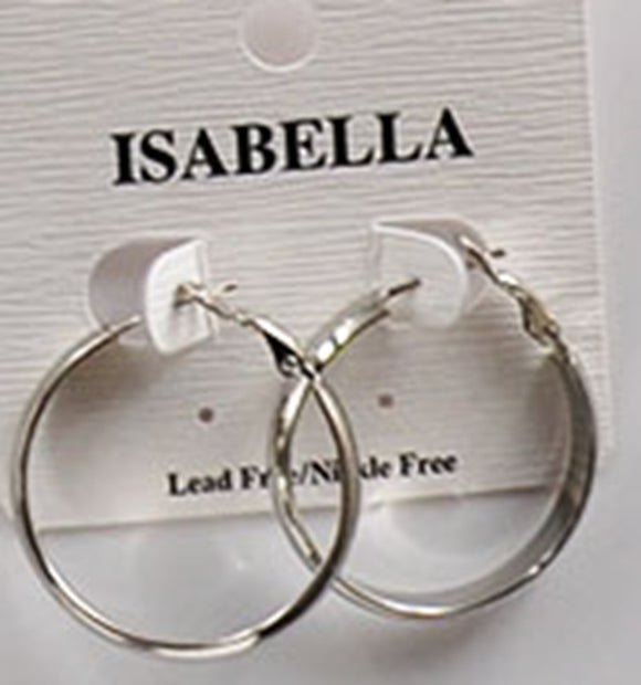 WHITE GOLD DIPPED HOOP EARRINGS SMALL ( 2405 SS )