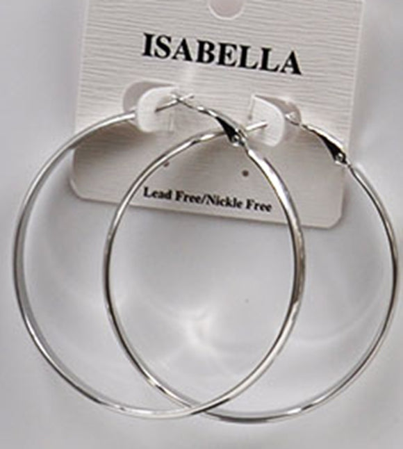 WHITE GOLD DIPPED HOOP EARRINGS MEDIUM ( 2405 SM )
