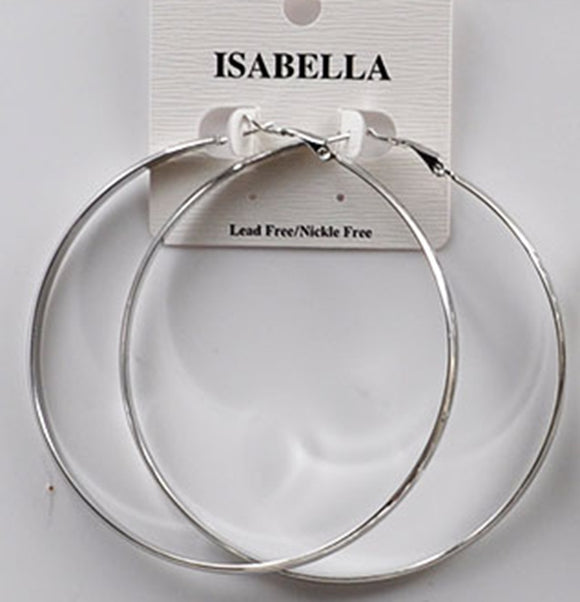 WHITE GOLD DIPPED HOOP EARRINGS EXTRA LARGE ( 2405 SXL )