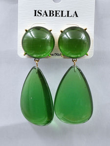 GOLD EMERALD GREEN EARRINGS ( 241104 EM )