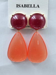 GOLD RED ORANGE EARRINGS ( 241104 OR )