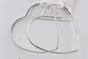 EXTRA LARGE SILVER HEART EARRINGS ( 2413 SXL )