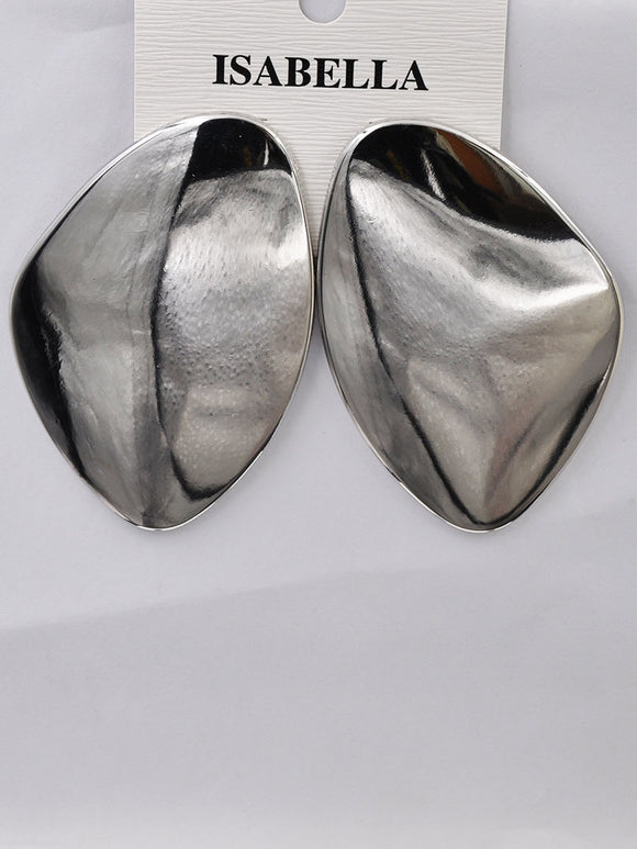 SHINY SILVER METAL EARRINGS ( 2414101 S )