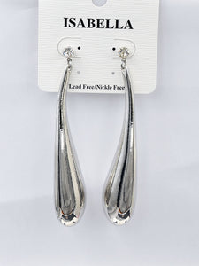 SILVER METAL DANGLING EARRINGS ( 241498 S )