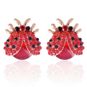 GOLD RED LADYBUG EARRINGS ( 2445 RED )