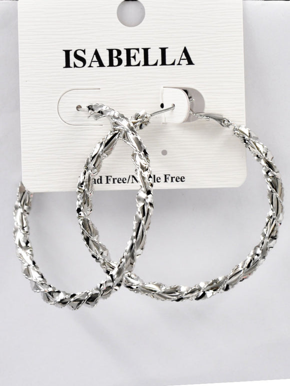 LARGE SILVER HOOP EARRINGS ( 2505 SL )