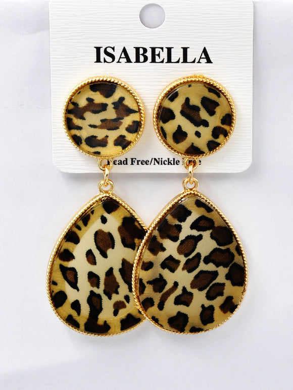 GOLD LEOPARD PRINT DANGLING EARRINGS ( 251001 BK )