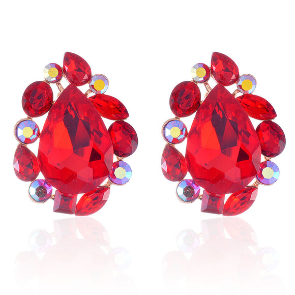 GOLD RED CLIP ON EARRINGS ( 2516 RED )