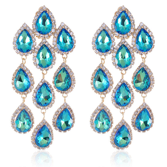 RHINESTONE CHAIN CRYSTAL CLIP ON EARRINGS ( 2517 OLIX )