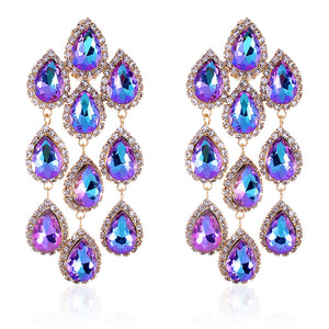 RHINESTONE CHAIN CRYSTAL CLIP ON EARRINGS ( 2517 VL )