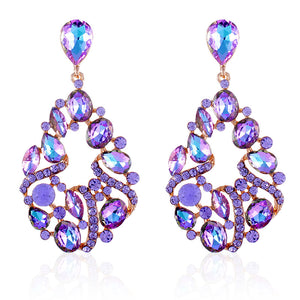 GOLD EARRINGS VIOLET STONES ( 2529 VL )