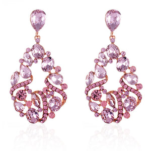 GOLD EARRINGS LIGHT PINK STONES ( 2529 LPK )