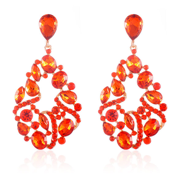 GOLD EARRINGS ORANGE STONES ( 2529 ORG )