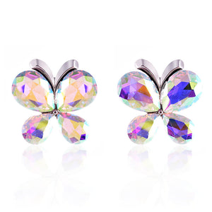 SILVER BUTTERFLY EARRINGS AB STONES ( 2541 SAB )