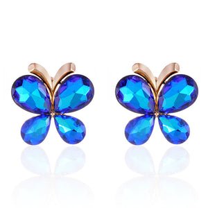 GOLD BUTTERFLY EARRINGS BLUE STONES ( 2541 HL )