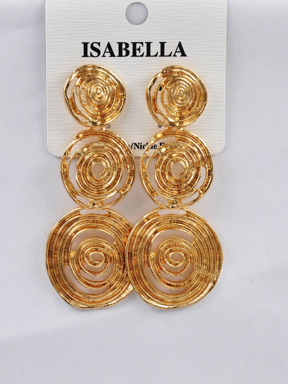 DANGLING GOLD SWIRL EARRINGS ( 254404 G )