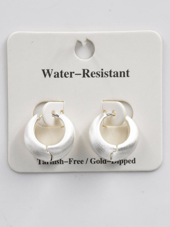 WHITE GOLD DIPPED HOOP EARRINGS ( 254430 S )