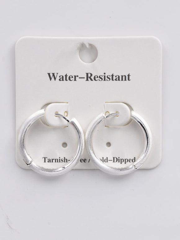 WHITE GOLD DIPPED HOOP EARINGS ( 254432 S )